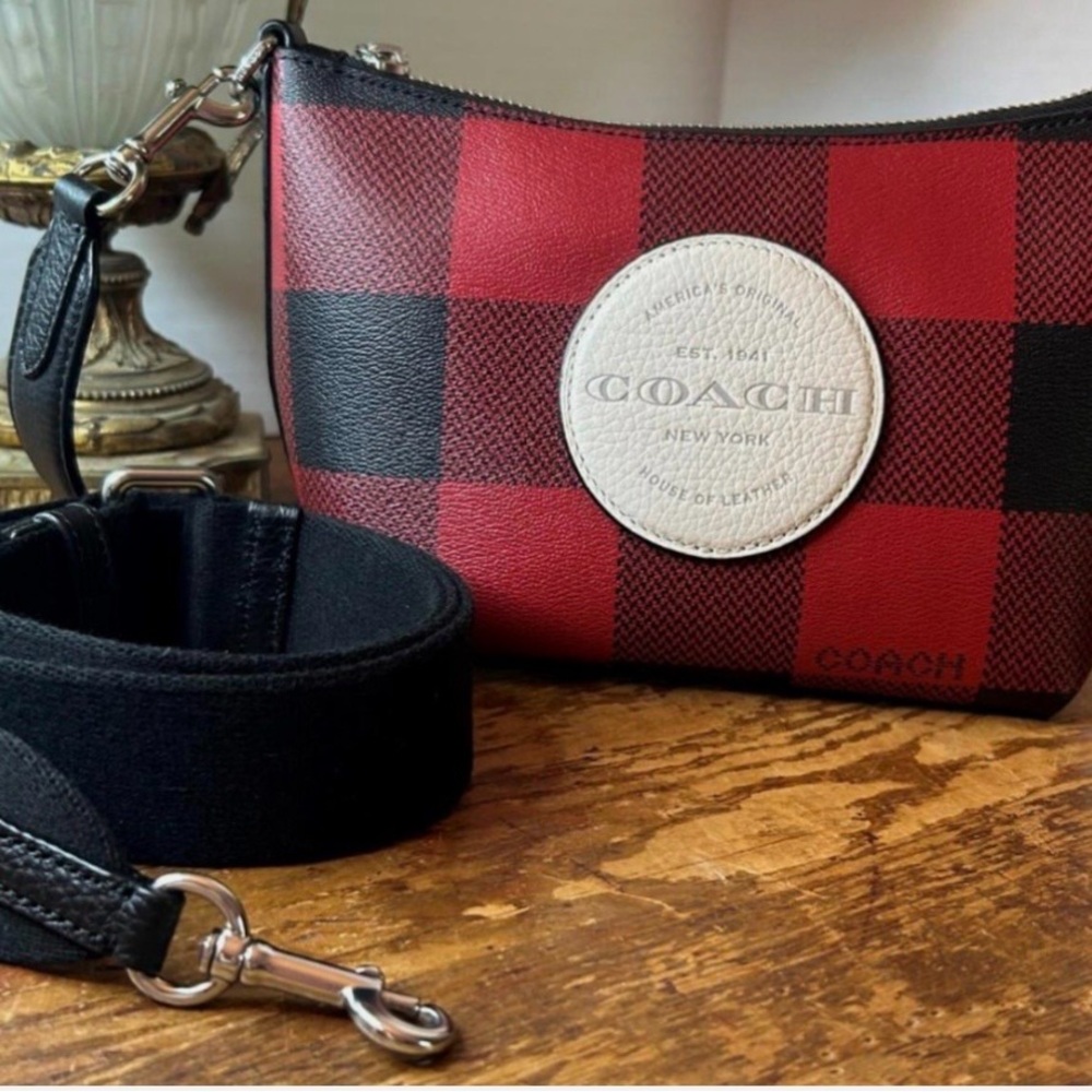 Coach Red and Black Checkered Women's Bag